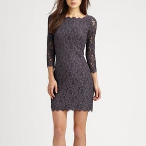 Diane Von Furstenberg Zarita Lace 3/4 Sleeve Dress Size 4